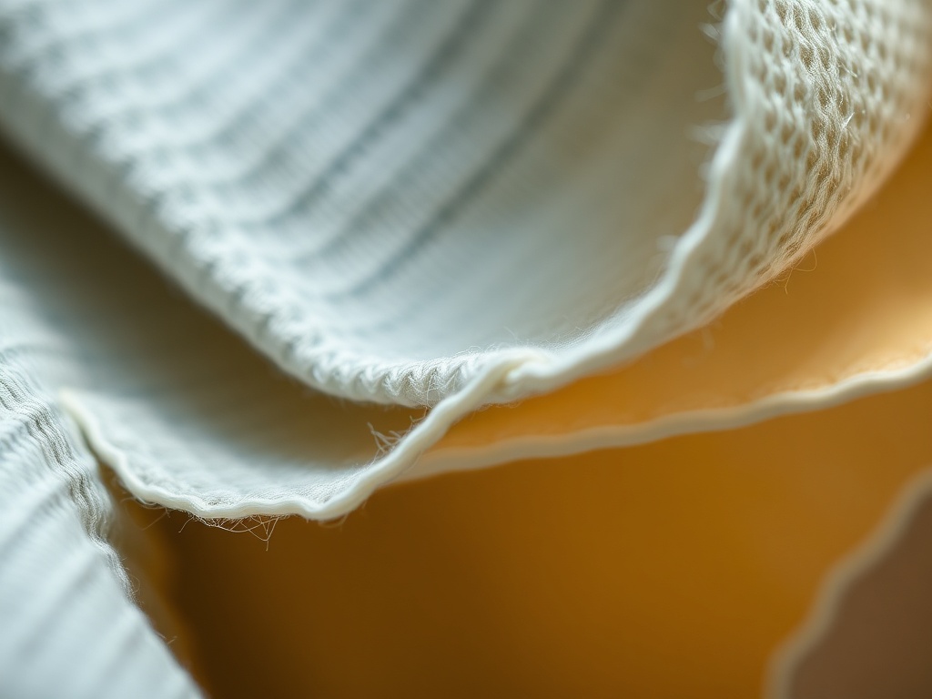 커튼 원단의 단면을 보여주는 레이어 구조 모식도